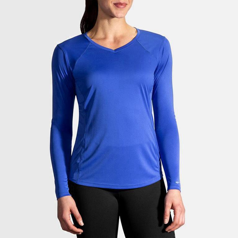 Brooks Stealth NZ - Women's Long Sleeve Running Shirt - Blue (98423-ZLYR)